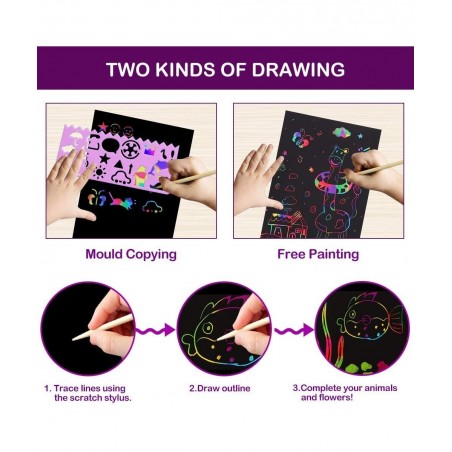 Scratch Paper Art for Kids - 60 Pcs Magic Rainbow Scratch Paper Off Set Scratch Crafts Arts Supplies Kits Pads Sheets Boards ...