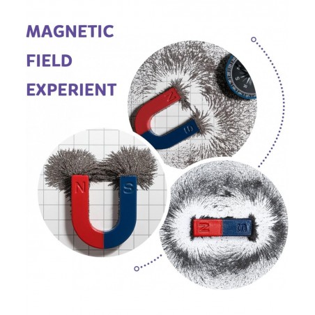 Magnetic Iron Powder Iron Filings 1 Pound （16 Ounces） Including 4 Magnets for Magnetic Field School Project Science Experimen...