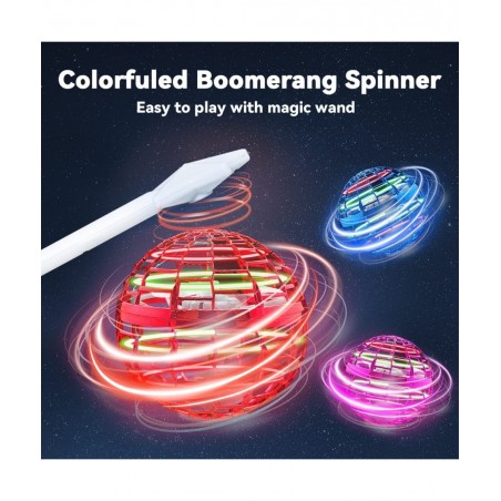 Flying Orb Ball【with a Magic Wand】 Magic Hover Ball Hand Controlled Boomerang Fly Spinner Mini Drone Ball Outside Soring Fly ...