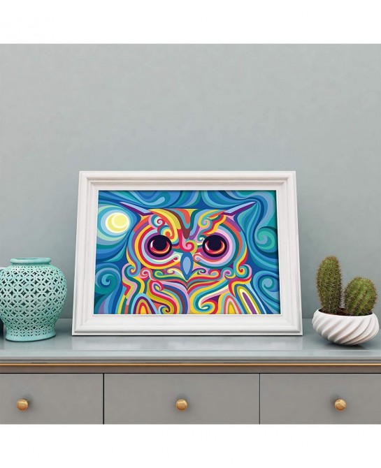Paint by Numbers for Kids Ages 8-12 DIY Neon Owl Paint by Number on Rolled Canvas Colorful Paintworks Animals Artwork for Hom...