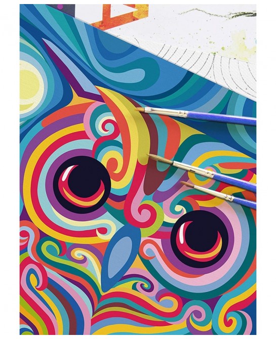 Paint by Numbers for Kids Ages 8-12 DIY Neon Owl Paint by Number on Rolled Canvas Colorful Paintworks Animals Artwork for Hom...