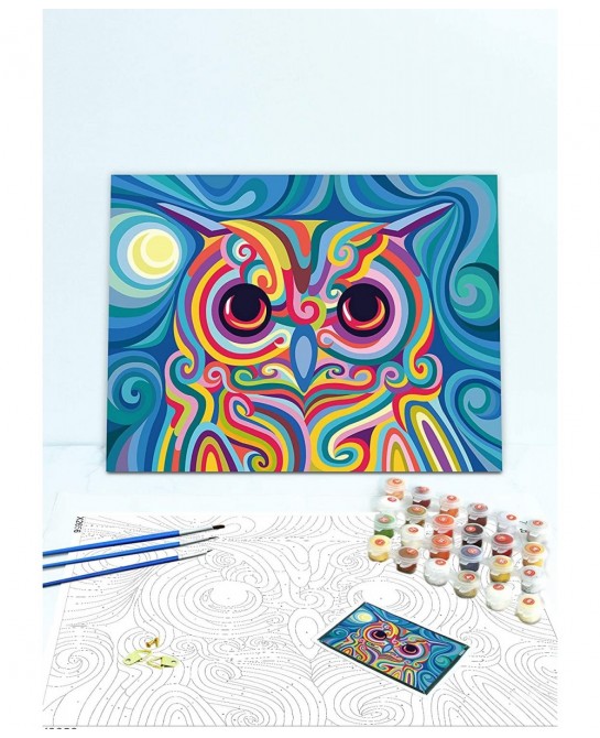 Paint by Numbers for Kids Ages 8-12 DIY Neon Owl Paint by Number on Rolled Canvas Colorful Paintworks Animals Artwork for Hom...