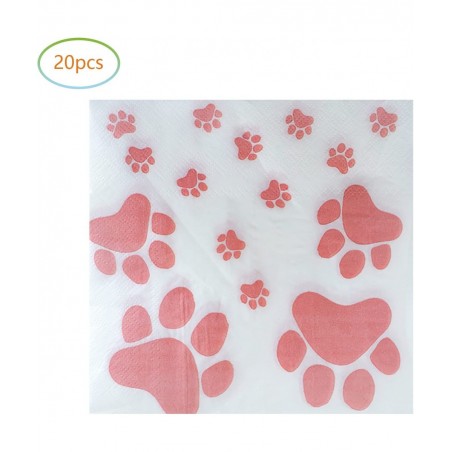 Girl Puppy Paw Prints Birthday Party Supplies 20 Plates and 20 Napkins Dog Paw Prints Theme Birthday Party Decorations for Ki...