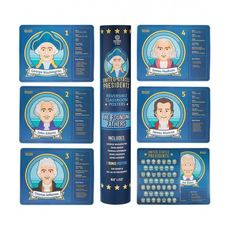 U.S. Presidents Posters and Flash Cards Bundle - 45 Flashcards + 5 Activity Cards - 5 Founding Fathers Posters + 2 Bonus Post...