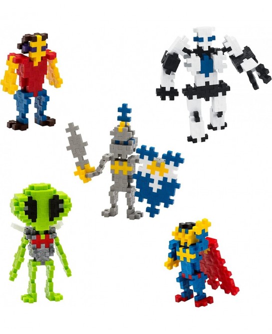 Figures 5 Piece Playset Bundle 70 pc Tubes - Construction Building Stem / Steam Toy Interlocking Mini Puzzle Blocks for Kids ...