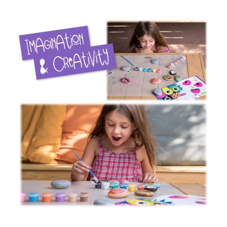 Rock Painting Kit for Kids - DIY Arts and Crafts Set for Girls Boys Ages 3 4 5 and Up - Fun Outdoor Activities w/10 Stones 12...