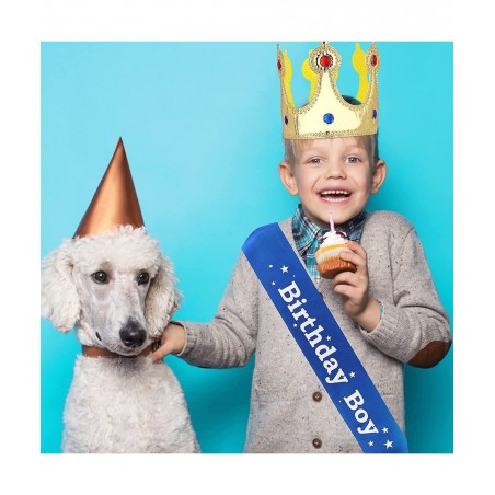 Birthday King Crown Birthday Boy Sash and Button Pins Boy Birthday Party Dress-Up Supplies Birthday Boy Party Accessory Set f...