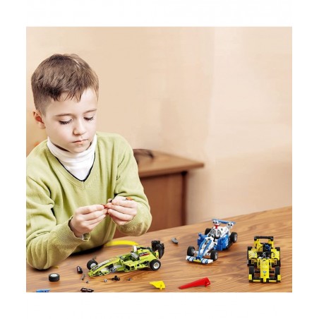 HI Luck Building Blocks Car Toys 230 Pieces Building Pull Back Racecar Toys for Kids Best Building Blocks Gift for 6-12+ Year...