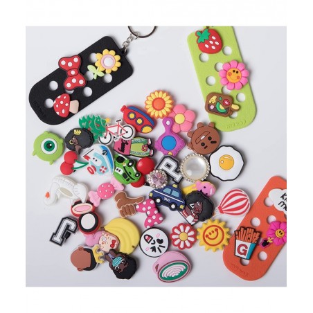 50 Pcs Rondom Shoe Charms for Wristband Bracelet Clog with Holes 2 Bracelets and 1 Keychain for Men Women Adult Kids Boys Gir...
