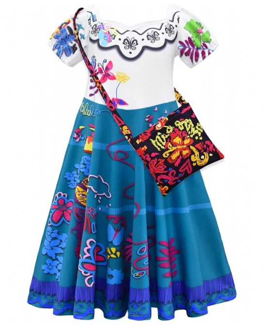 Encanto Mirabel Costume Dress for Girls Cosplay Madrigal Princess Halloween Dress Up $16.07 Kids' Costumes
