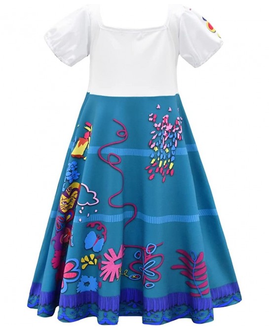 Encanto Mirabel Costume Dress for Girls Cosplay Madrigal Princess Halloween Dress Up $16.07 Kids' Costumes