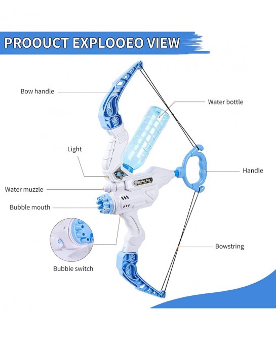 2022 Upgraded 2 in 1 Kids Bow and Arrow Bubble Machine Shooting Water Gun Fun Bubbles Blowing Toys Birthday Party for Boys an...
