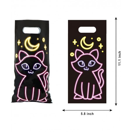 72 Pcs Halloween Neon Treat Bags with 12 Characters Halloween Candy Cookie Bags Small Trick or Treat Bags for Halloween Party...