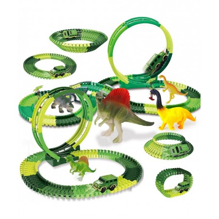 Dinosaur Toys for Kids 3-5-7 Dinosaur World Race Track Toys for 3 4 5 6 7 Year Old Boys Magic Track Playset Dinosaurs Race Ca...