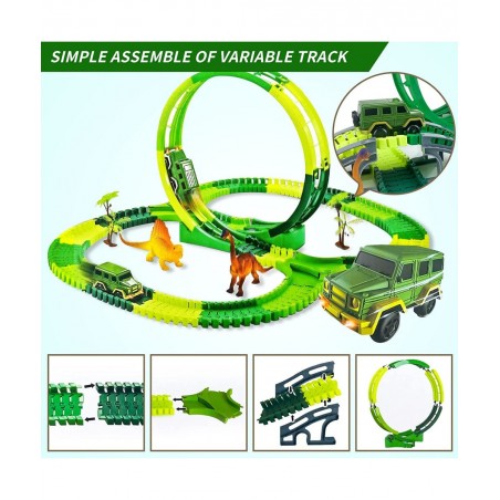Dinosaur Toys for Kids 3-5-7 Dinosaur World Race Track Toys for 3 4 5 6 7 Year Old Boys Magic Track Playset Dinosaurs Race Ca...