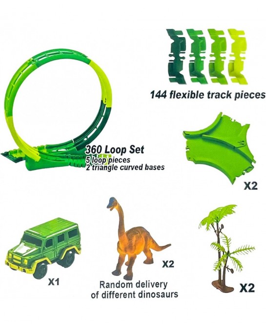 Dinosaur Toys for Kids 3-5-7 Dinosaur World Race Track Toys for 3 4 5 6 7 Year Old Boys Magic Track Playset Dinosaurs Race Ca...