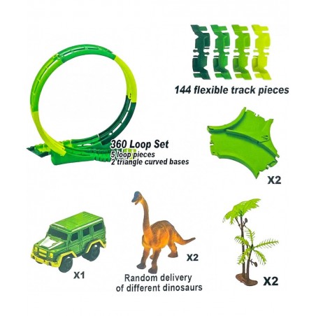 Dinosaur Toys for Kids 3-5-7 Dinosaur World Race Track Toys for 3 4 5 6 7 Year Old Boys Magic Track Playset Dinosaurs Race Ca...
