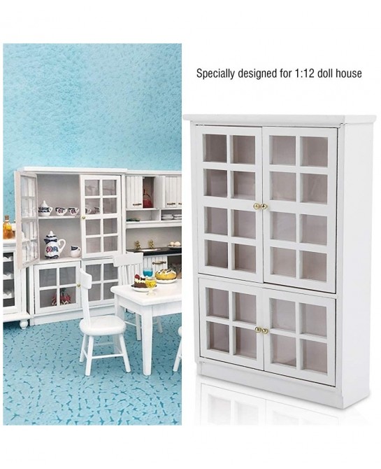 Dollhouse Accessories 1:12 Scale Miniatures Dollhouse Furniture for DIY Dollhouse Living Room Mini Toy Wood Bookcase Cupboard...