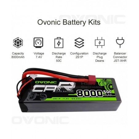 2S Lipo Battery 50C 8000mAh 7.4V Lipo Battery with Dean-Style T Connector for RC Car Truck Boat Vehicles $80.71 Hobby Remote ...