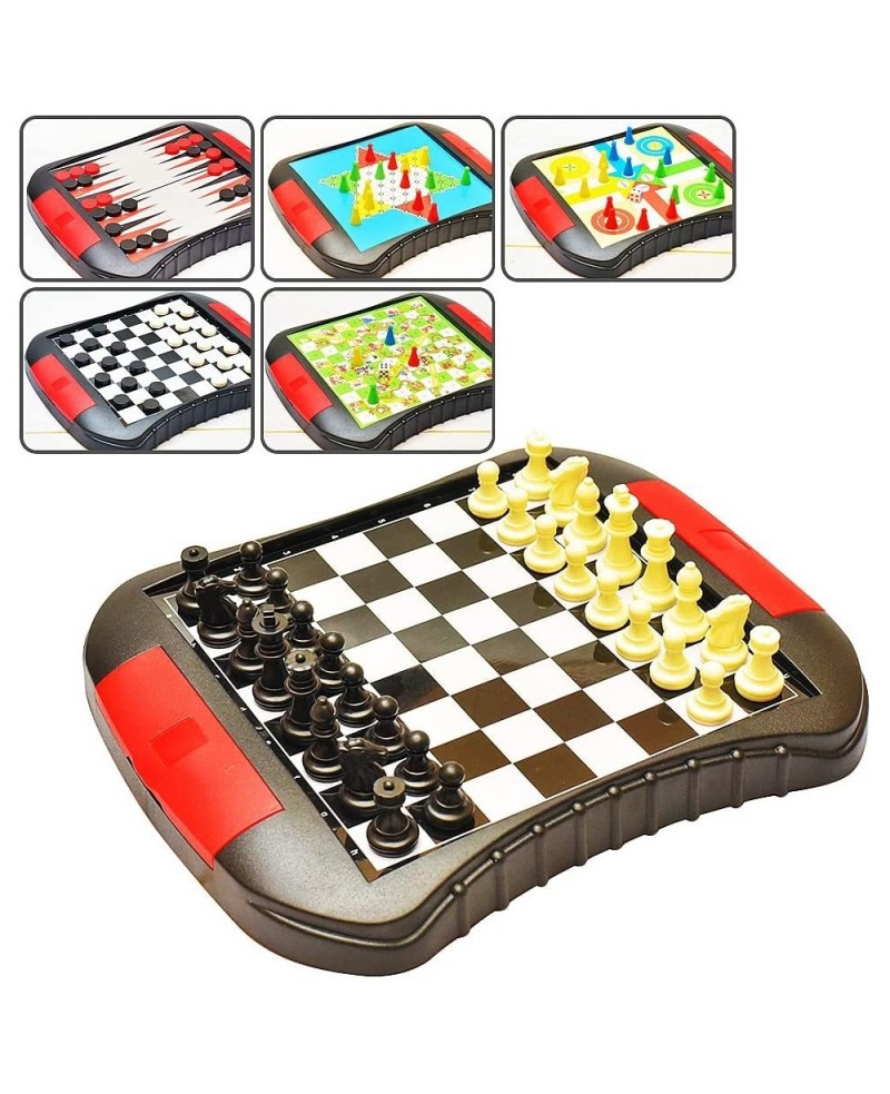 6-in-1 Magnetic Travel Board Game Chess Set with 6 Classic Games Brain Game for Kids Ages 6 and up 7.8*6.7 Inches Small Packa...