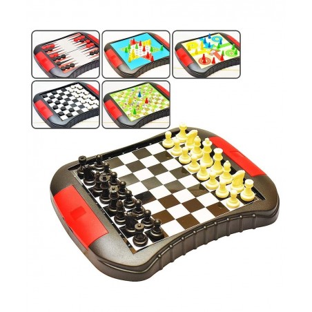 6-in-1 Magnetic Travel Board Game Chess Set with 6 Classic Games Brain Game for Kids Ages 6 and up 7.8*6.7 Inches Small Packa...