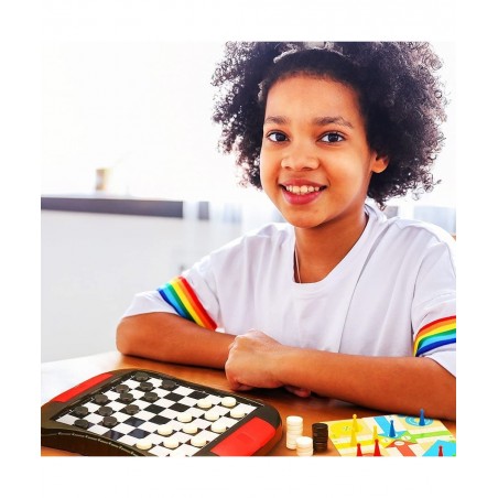 6-in-1 Magnetic Travel Board Game Chess Set with 6 Classic Games Brain Game for Kids Ages 6 and up 7.8*6.7 Inches Small Packa...