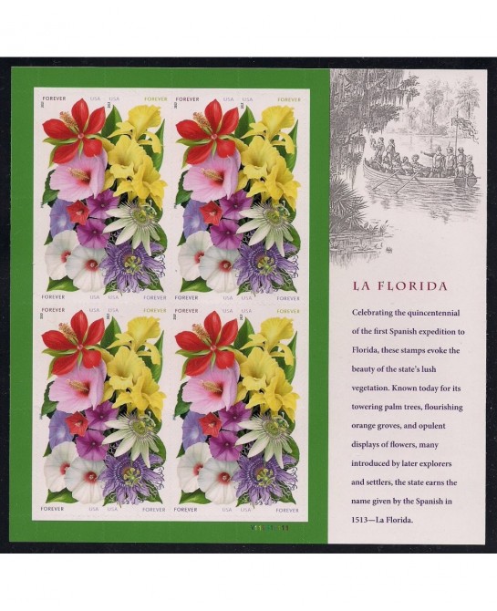 Forever Flowers Stamps - Sheet of 16 La Florida postage stamps $47.48 Collectibles Display & Storage
