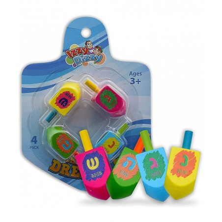 Hanukkah Dreidels - Multi Colored Painted Wood Dreidel - 4 Pack Medium $15.09 Novelty Spinning Tops