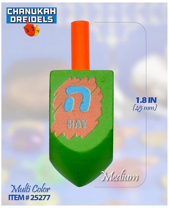 Hanukkah Dreidels - Multi Colored Painted Wood Dreidel - 4 Pack Medium $15.09 Novelty Spinning Tops