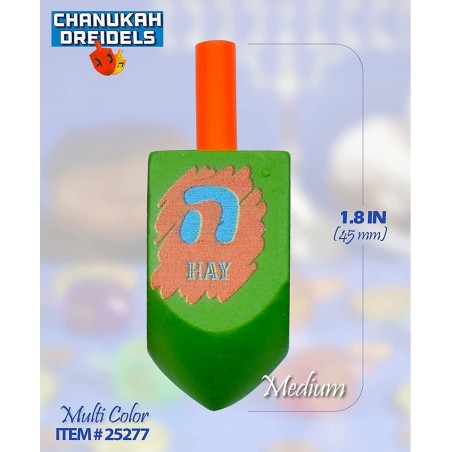 Hanukkah Dreidels - Multi Colored Painted Wood Dreidel - 4 Pack Medium $15.09 Novelty Spinning Tops