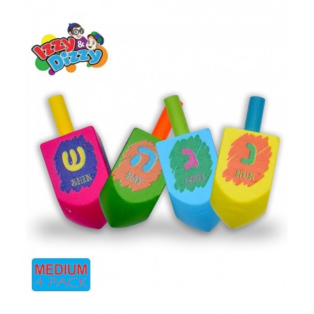 Hanukkah Dreidels - Multi Colored Painted Wood Dreidel - 4 Pack Medium $15.09 Novelty Spinning Tops