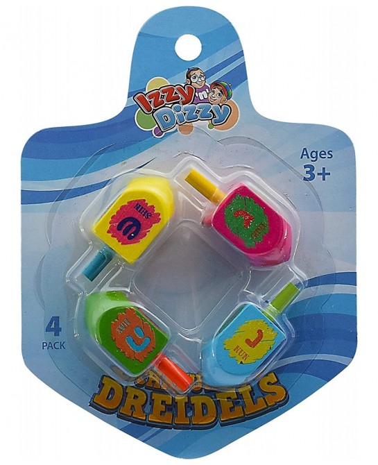 Hanukkah Dreidels - Multi Colored Painted Wood Dreidel - 4 Pack Medium $15.09 Novelty Spinning Tops
