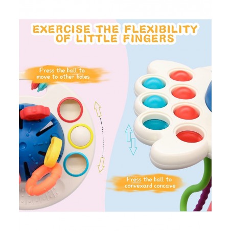 Montessori Toys for Babies 6-12 Months Montessori UFO Silicone Pull String Activity Toys Sensory Toys for 1 Year Old Montesso...