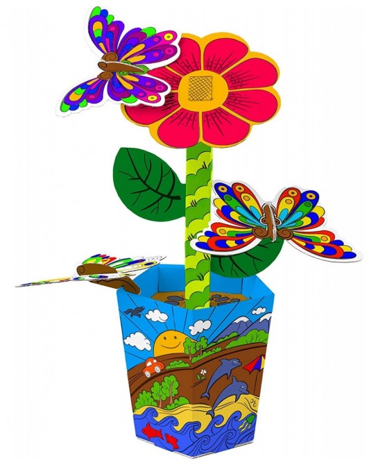3D Puzzles for Kids - DIY Flower Craft Paint Kit - Unique for Kids - 3D Puzzle Toys Box Birthday Gift - Coloring Puzzle Set f...
