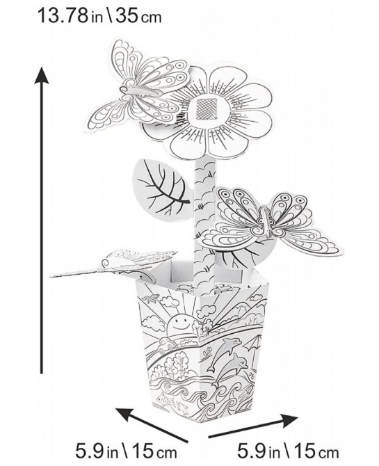 3D Puzzles for Kids - DIY Flower Craft Paint Kit - Unique for Kids - 3D Puzzle Toys Box Birthday Gift - Coloring Puzzle Set f...