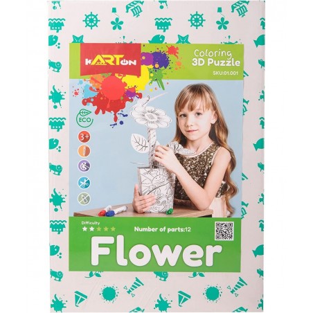 3D Puzzles for Kids - DIY Flower Craft Paint Kit - Unique for Kids - 3D Puzzle Toys Box Birthday Gift - Coloring Puzzle Set f...