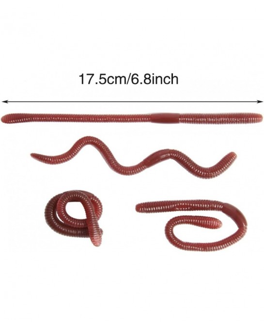 24 Pieces Fake Earthworm Faux Plastic Soft Lifelike Stretchy Rubber Earthworms Trick Toy Fishing Lures Baits for Halloween Ap...
