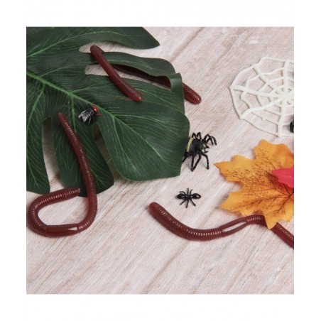 24 Pieces Fake Earthworm Faux Plastic Soft Lifelike Stretchy Rubber Earthworms Trick Toy Fishing Lures Baits for Halloween Ap...