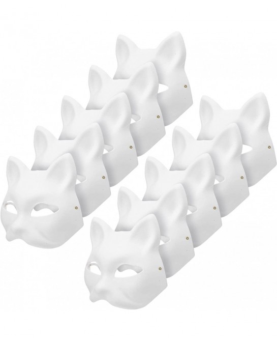 10pcs Cat Masks to Paint Animal Dress Up Masks DIY White Masks Half for Masquerade Halloween Kids Cosplay Masks Costume Party...