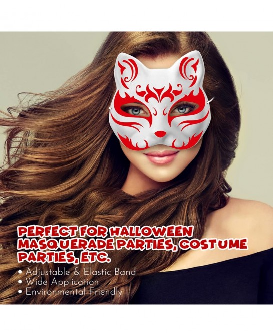 10pcs Cat Masks to Paint Animal Dress Up Masks DIY White Masks Half for Masquerade Halloween Kids Cosplay Masks Costume Party...