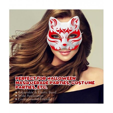 10pcs Cat Masks to Paint Animal Dress Up Masks DIY White Masks Half for Masquerade Halloween Kids Cosplay Masks Costume Party...