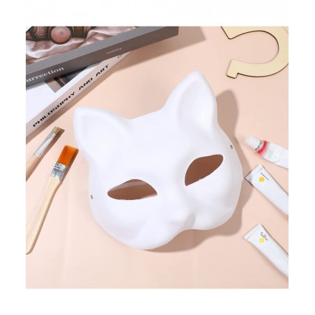 10pcs Cat Masks to Paint Animal Dress Up Masks DIY White Masks Half for Masquerade Halloween Kids Cosplay Masks Costume Party...