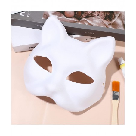 10pcs Cat Masks to Paint Animal Dress Up Masks DIY White Masks Half for Masquerade Halloween Kids Cosplay Masks Costume Party...