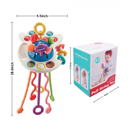 Montessori Toys for Babies 6-12 Months Montessori UFO Silicone Pull String Activity Toys Sensory Toys for 1 Year Old Montesso...