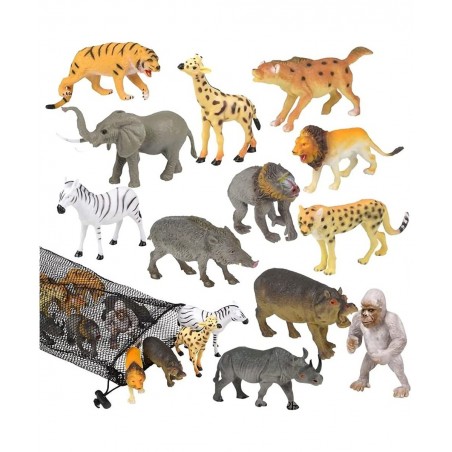 Animal Figures Assortment in Mesh Bag Set of 12 Mini Animal Figurines in Assorted Designs Fun Bath Water Playset for Kids Par...