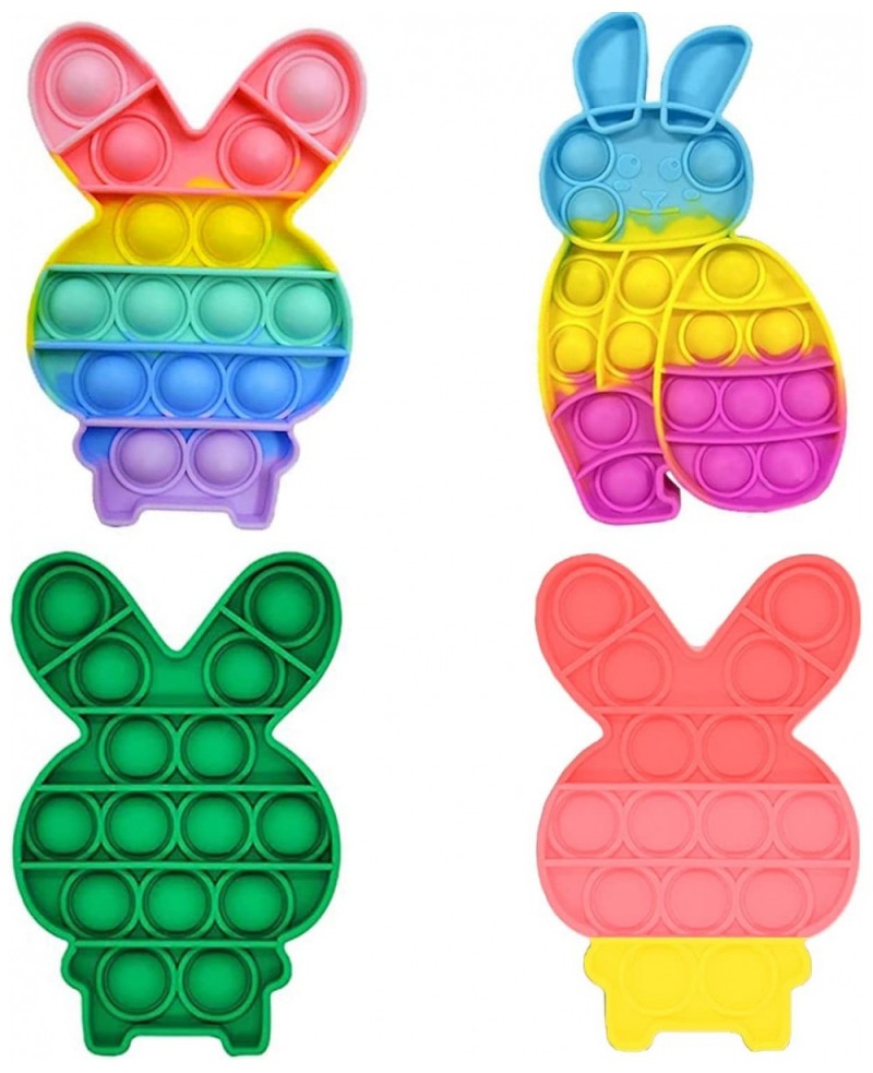 4PCS Easter Bunny Pop Fidget Toys Easter Silicon Pop Sensory Toy Gift for Kids Easter Rabbit Popper Toy Set for School Campin...
