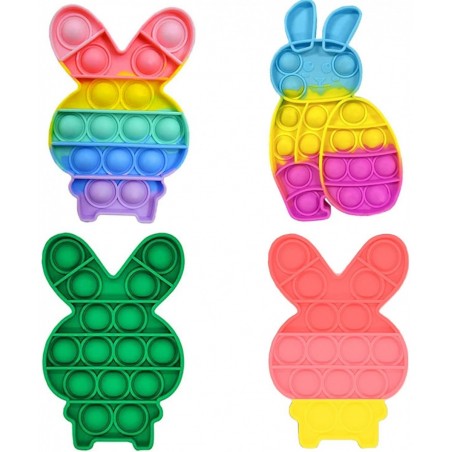 4PCS Easter Bunny Pop Fidget Toys Easter Silicon Pop Sensory Toy Gift for Kids Easter Rabbit Popper Toy Set for School Campin...