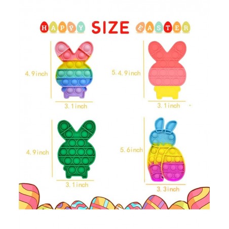 4PCS Easter Bunny Pop Fidget Toys Easter Silicon Pop Sensory Toy Gift for Kids Easter Rabbit Popper Toy Set for School Campin...