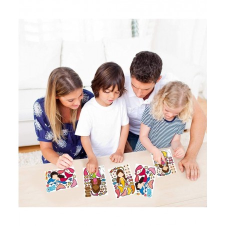 24 Pack Make a Face Stickers - Make Your Own Sticker Mermaid Sticker for Kids Girls DIY Make Creative Mermaids Princess Face ...