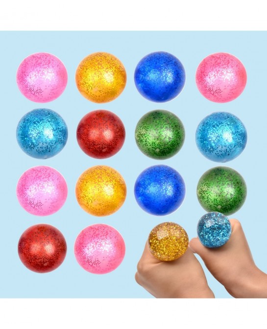 14Pack Stress Ball Set Fidget Toys for Kids and Adults - Sensory Ball Squishy Balls with Gold Powder Water Beads Anxiety Reli...